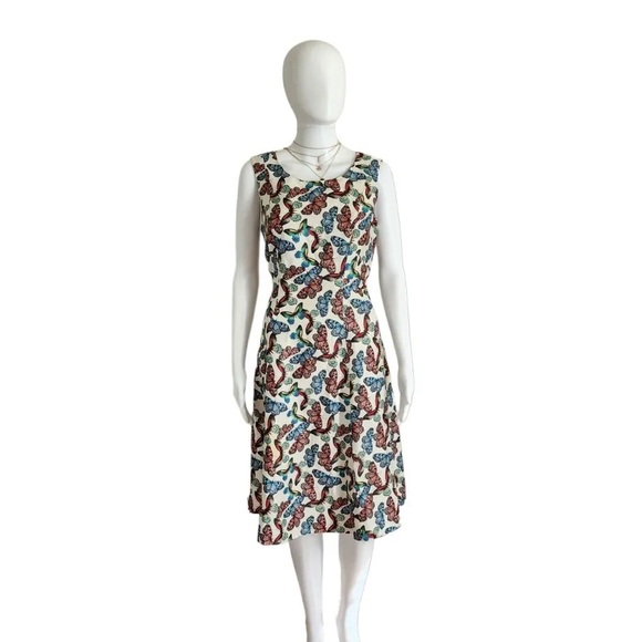 NWT Talbots Linen and Cotton Butterfly Pattern Sleeveless Dress - Picture 2 of 7